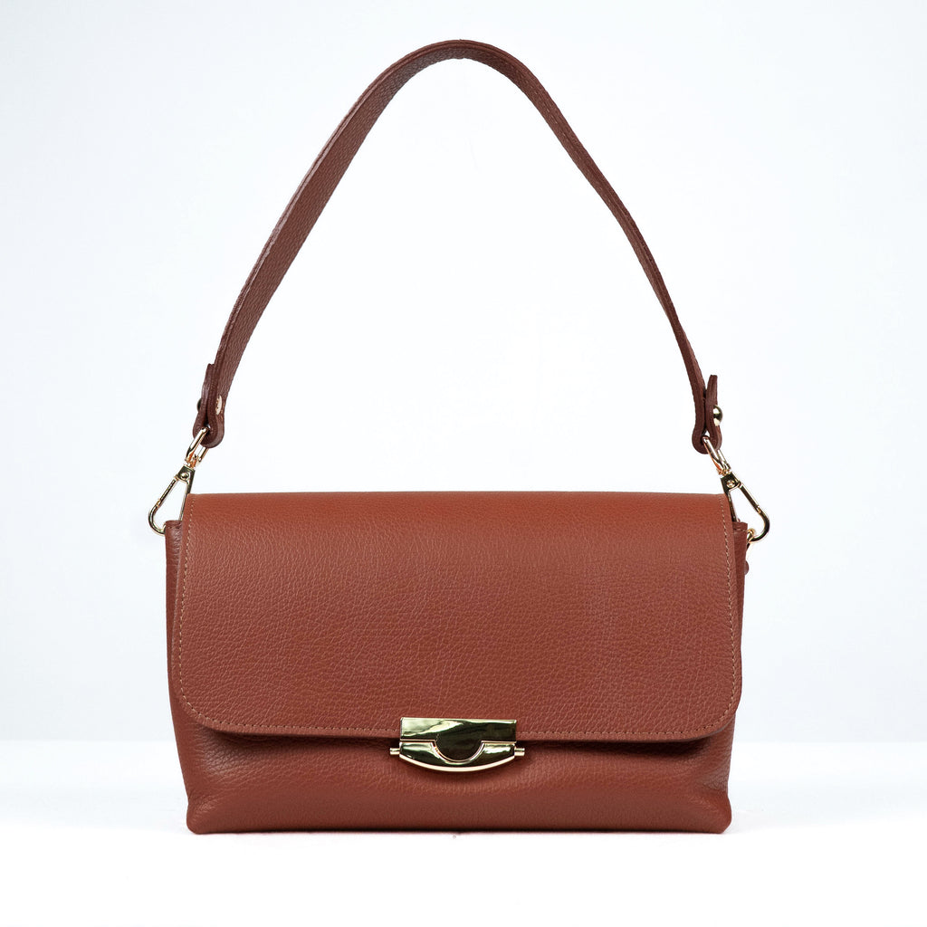 GEANTA DIN PIELE NATURALA, PENTRU DAMA, HANA, TERACOTA