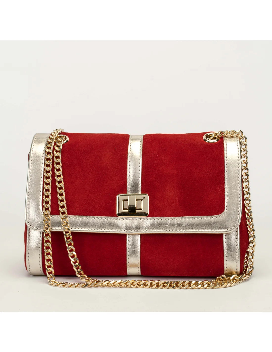 Geanta din piele naturala pentru dama LOULOU, rosu velur