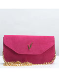 Geanta pentru telefon,piele naturala, SOFIA, flap, fucsia