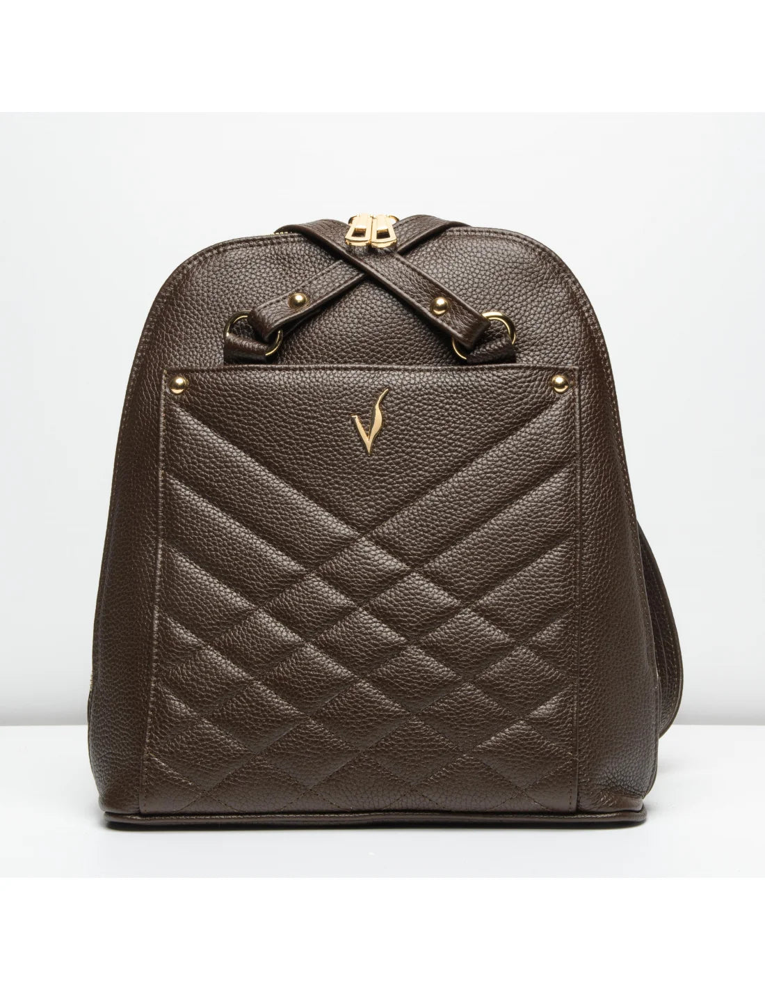 Geanta-Rucsac din piele naturala, pentru dama, ZINNIA, maro