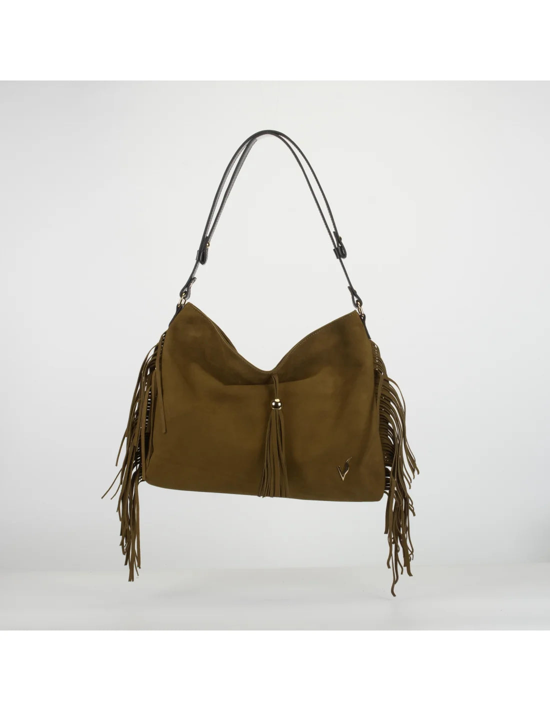 Geanta din piele naturala, boho chic, pentru dama SAMIRA kaki