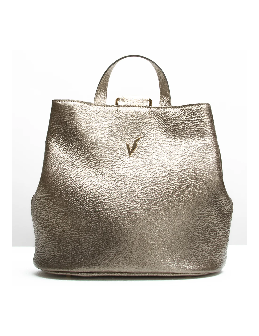 Rucsac din piele naturala, pentru dama, GOLDIE, auriu