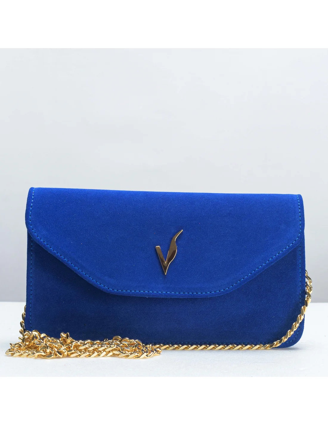 Geanta pentru telefon,piele naturala, SOFIA, flap, albastru