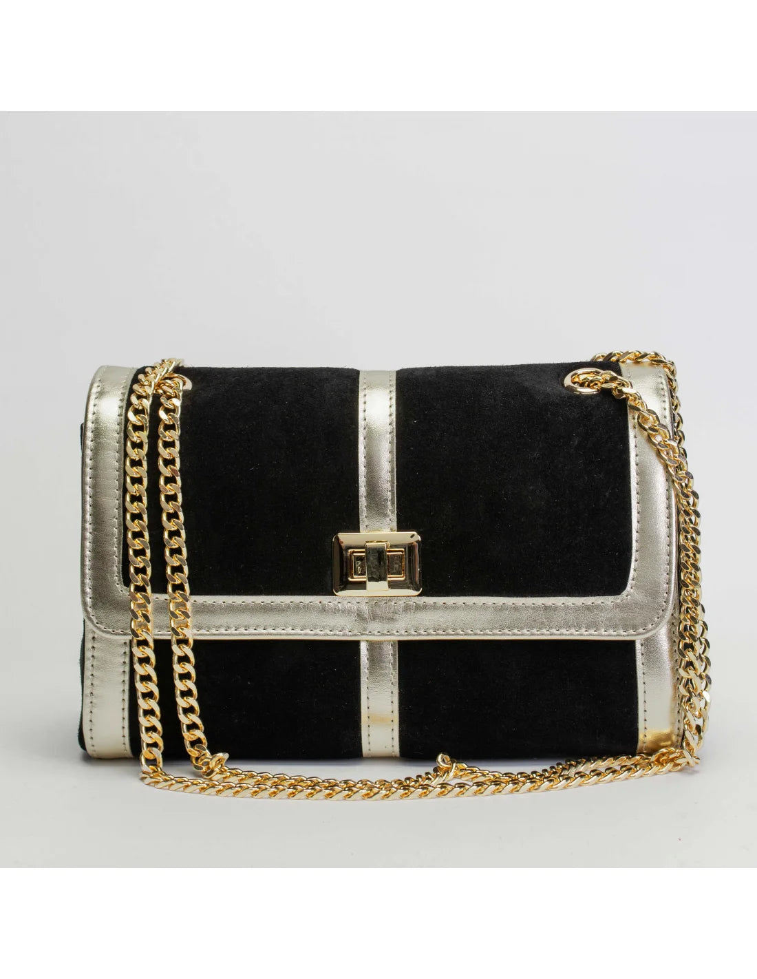 Geanta din piele naturala pentru dama LOULOU, negru velur