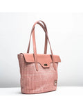 Geanta tote din rafie si piele naturala pentru dama VIOLETA, somon