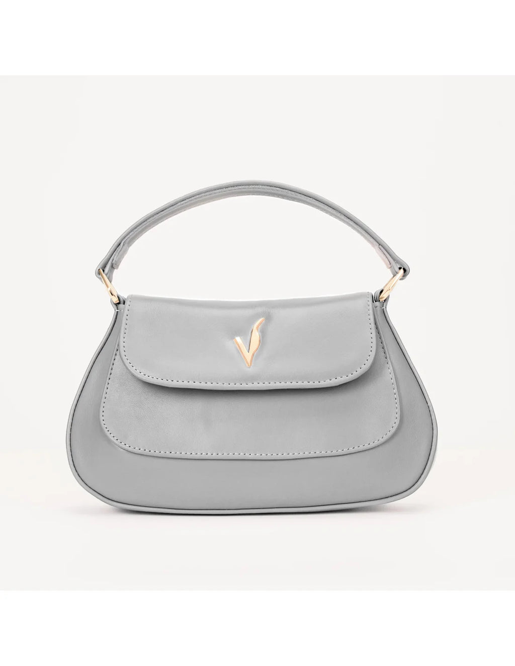 Geanta de mana/ crossbody, din piele naturala, mini SiSi, gri perlat