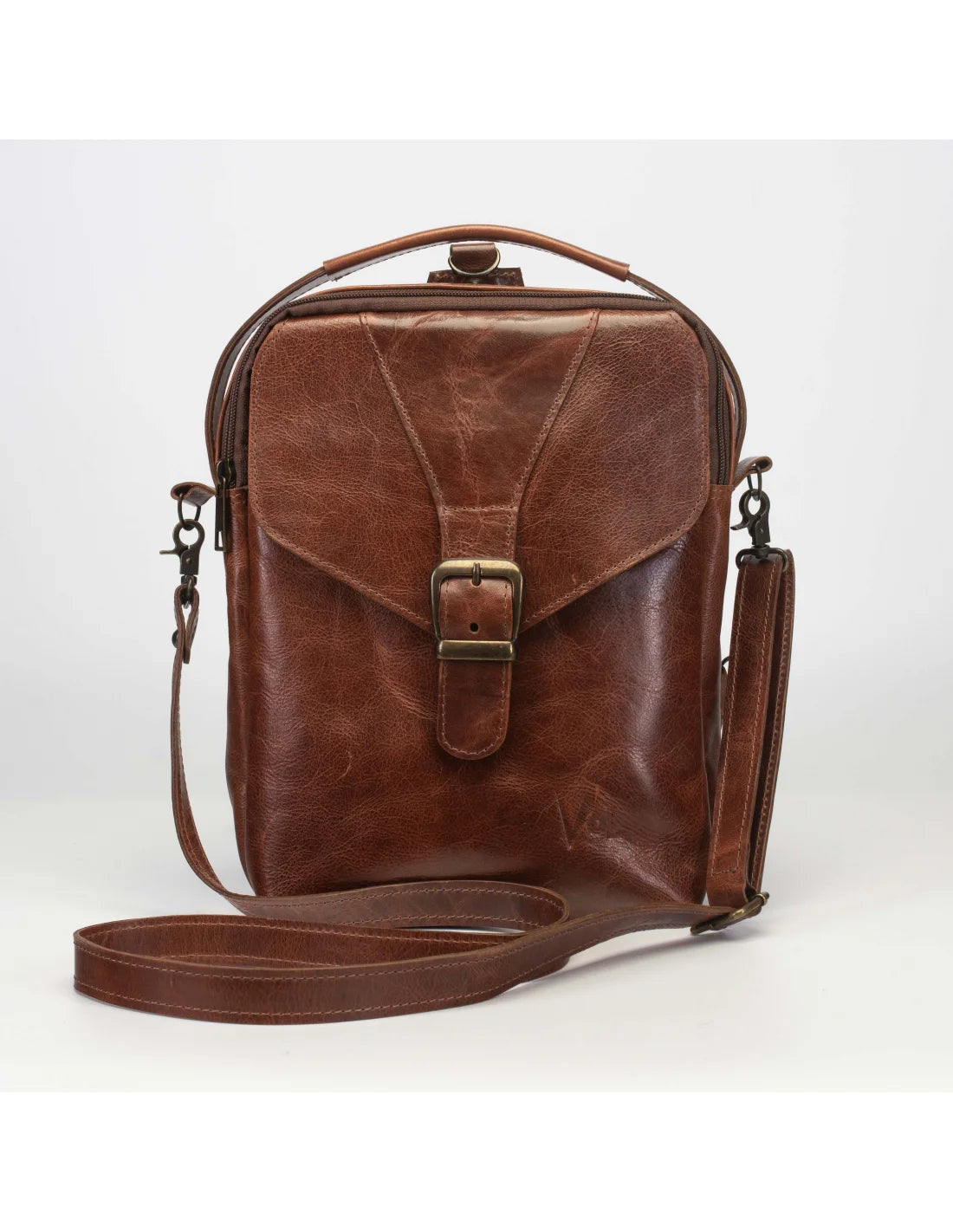 Geanta din piele naturala tabacita vegetal, pentru barbati, borseta, maro roscat