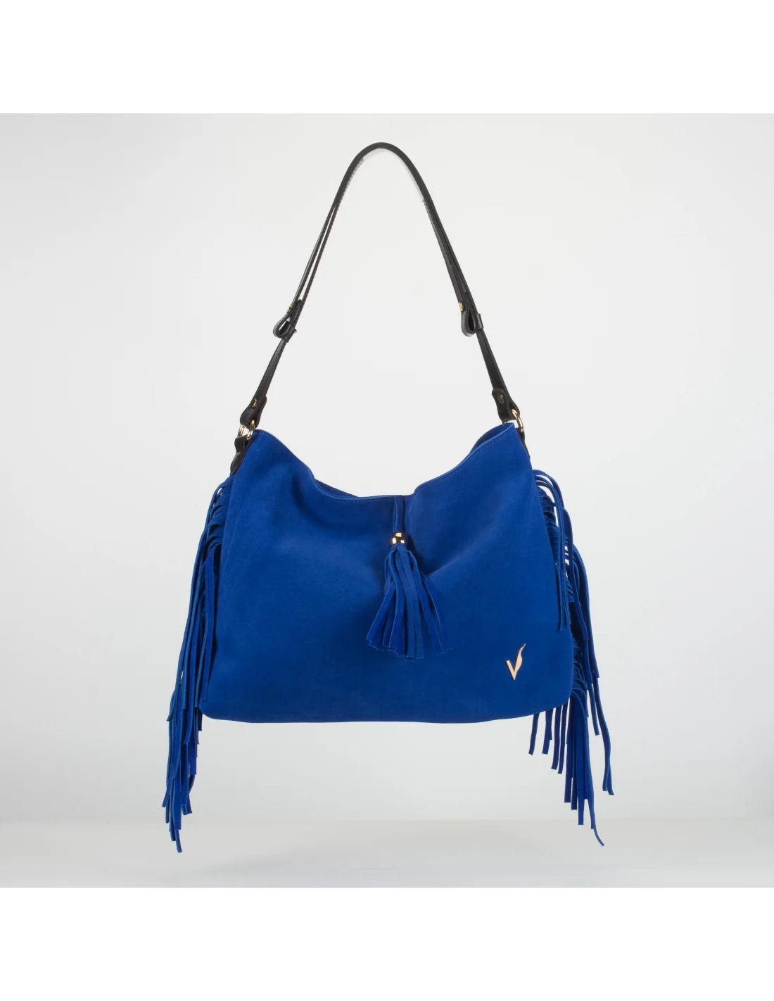 Geanta din piele naturala, boho chic, pentru dama SAMIRA albastru