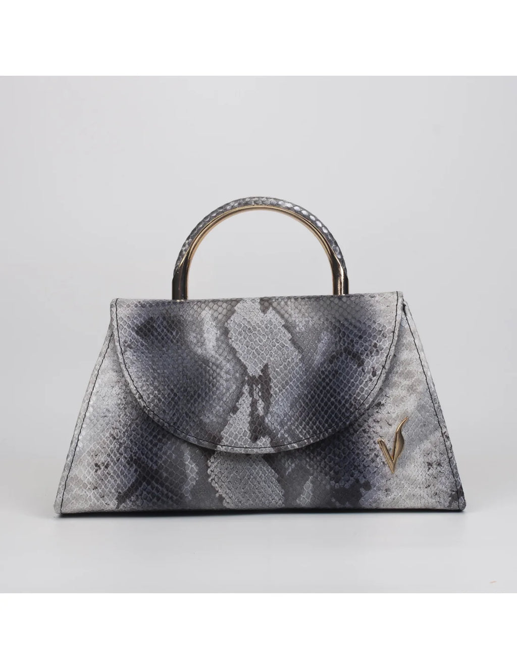 Geanta din piele naturala, pentru dama, LUCIA, gri sarpe