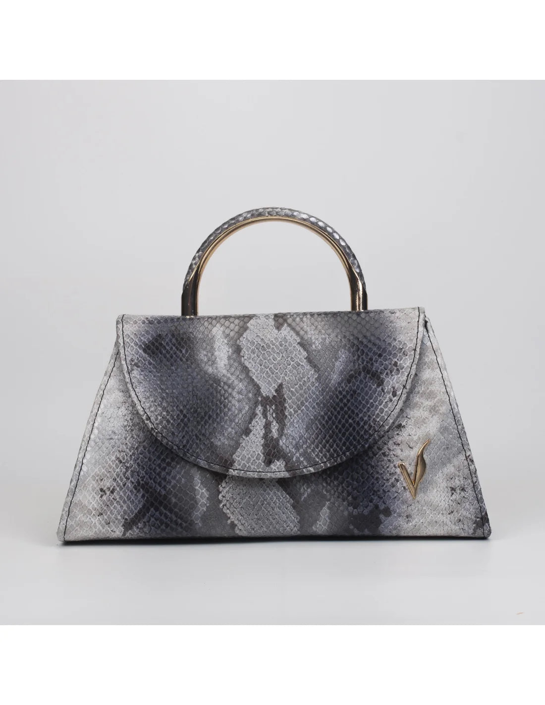 Geanta din piele naturala, pentru dama, LUCIA, gri sarpe