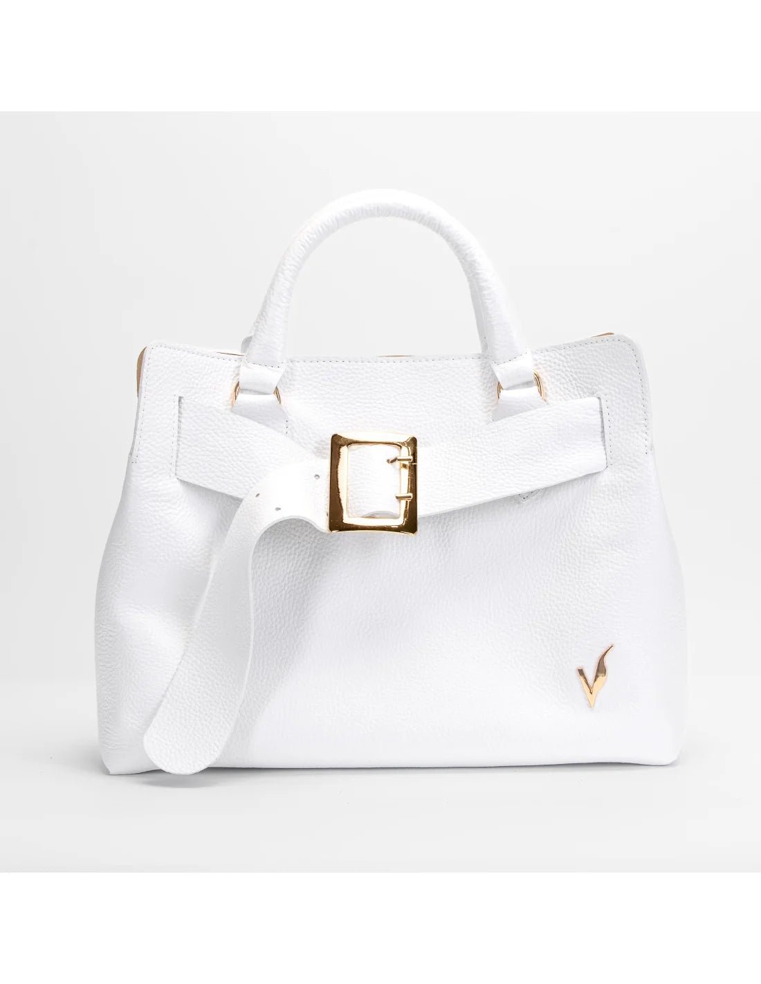 Geanta din piele naturala, pentru dama, TAISA, alb diamant