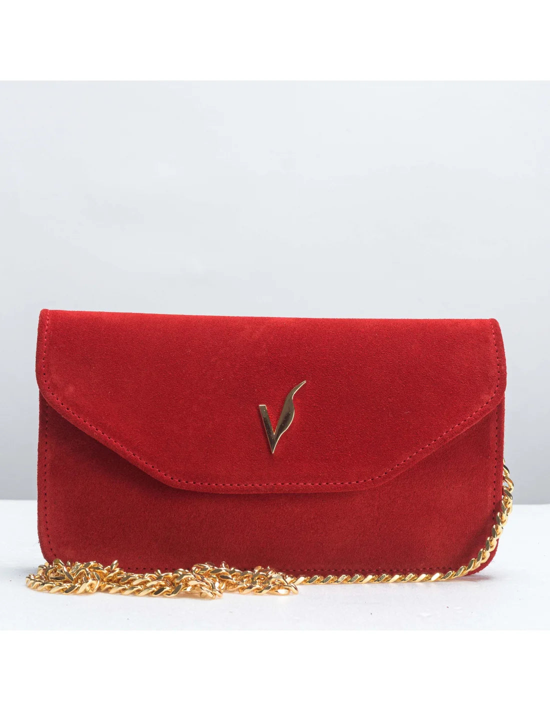 Geanta pentru telefon,piele naturala, SOFIA, flap, rosu