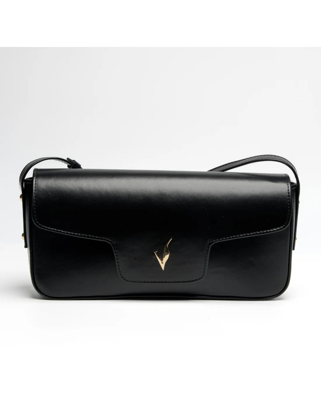 Geanta din piele naturala pentru dama, tip bagheta, SILVIA, negru