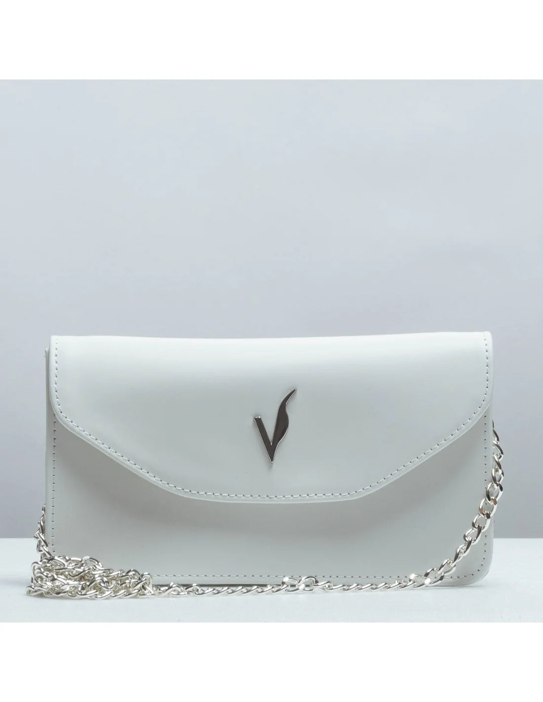 Geanta pentru telefon, crossbody, din piele naturala, SOFIA, flap, alb