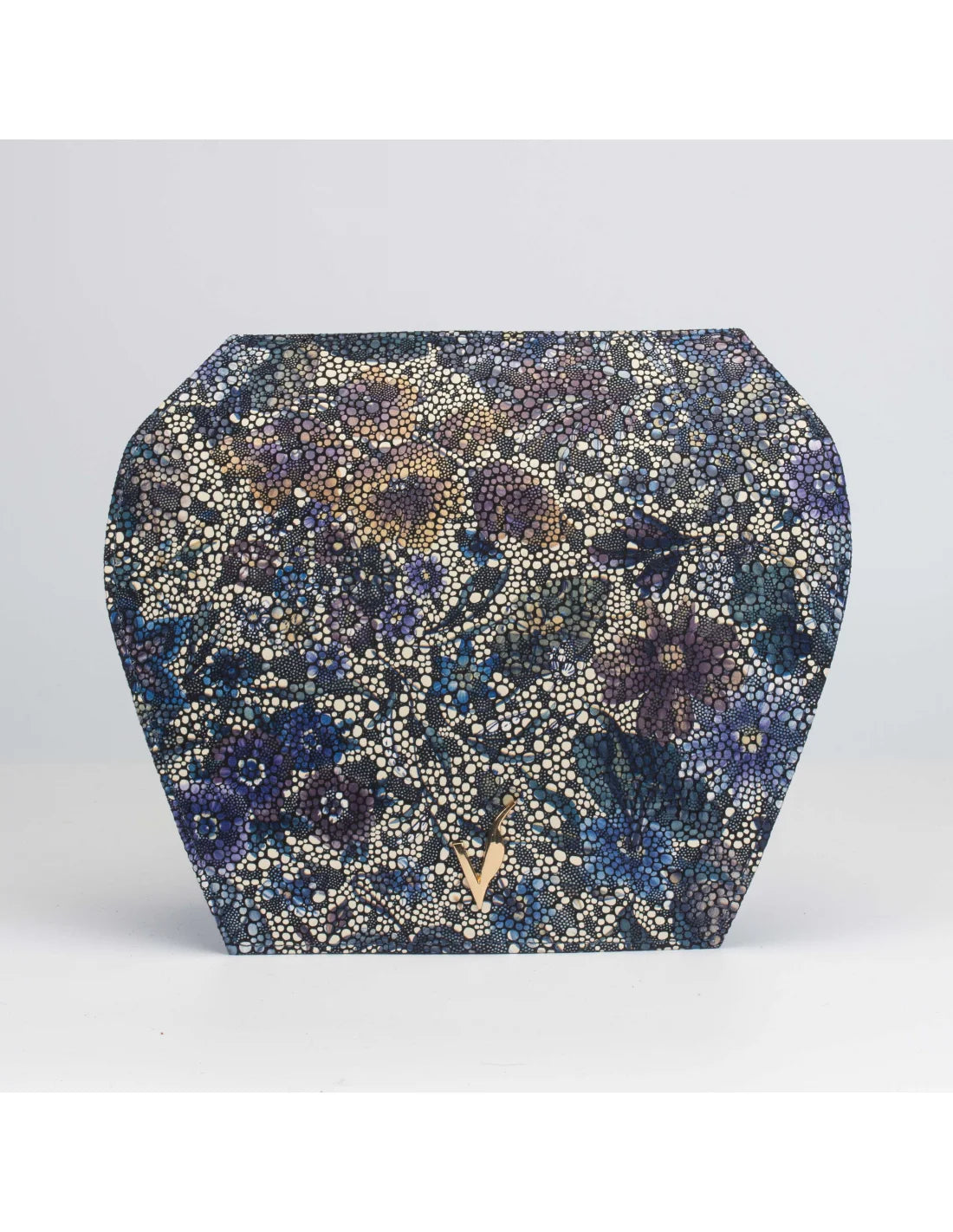 Capac din piele naturala pentru geanta de dama ADA bleumarin pestrit