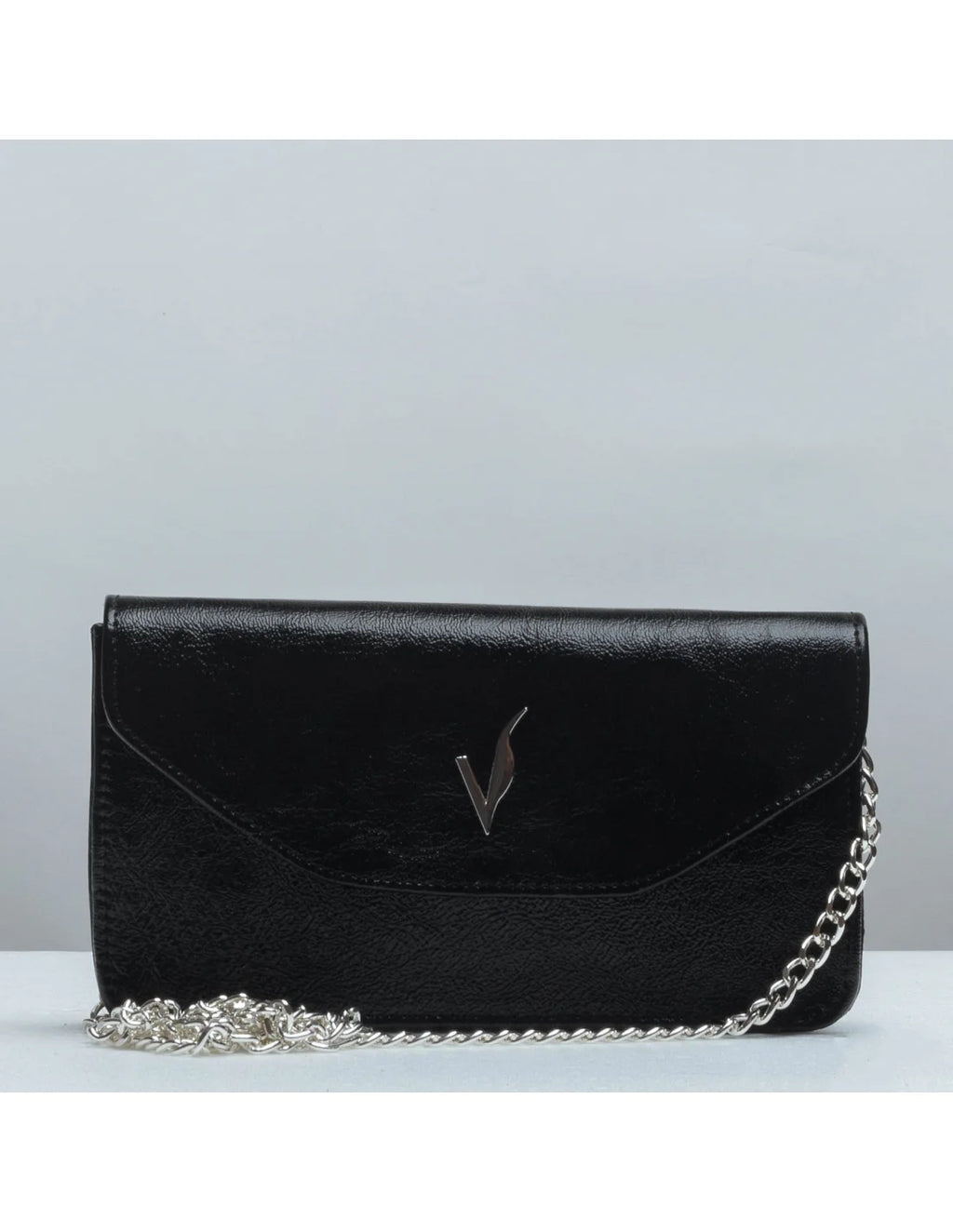 Geanta pentru telefon, crossbody, din piele naturala, SOFIA, flap, negru