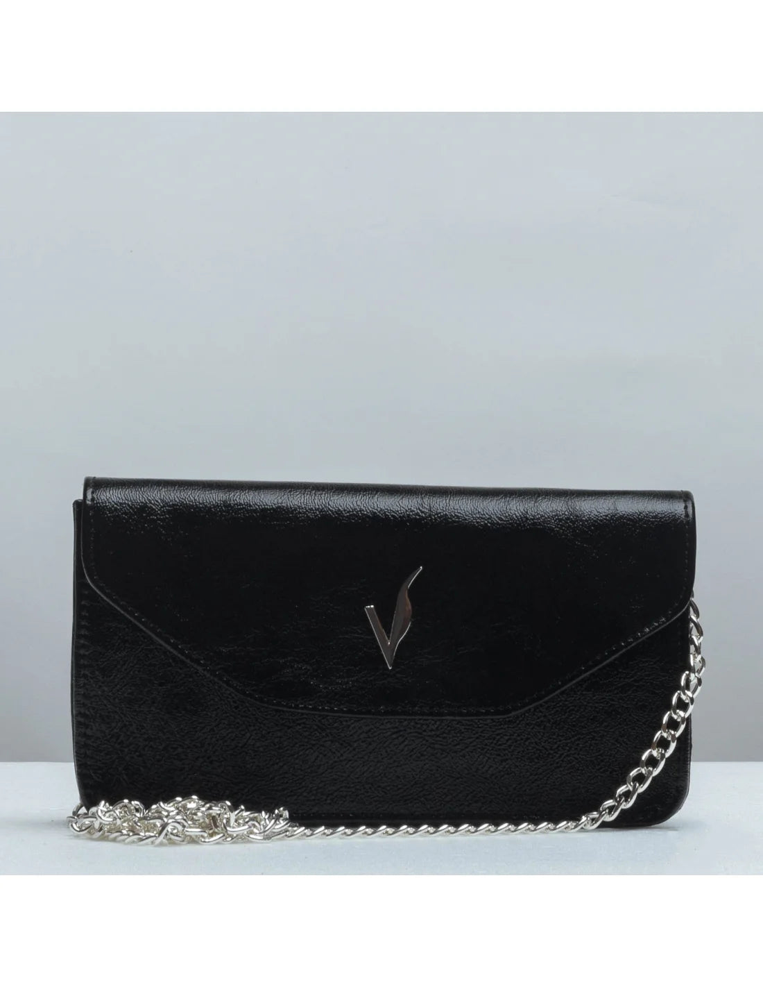 Geanta pentru telefon, crossbody, din piele naturala, SOFIA, flap, negru