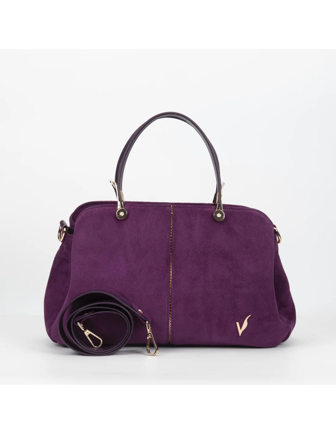 Geanta din piele naturala pentru dama IRINA mov inchis