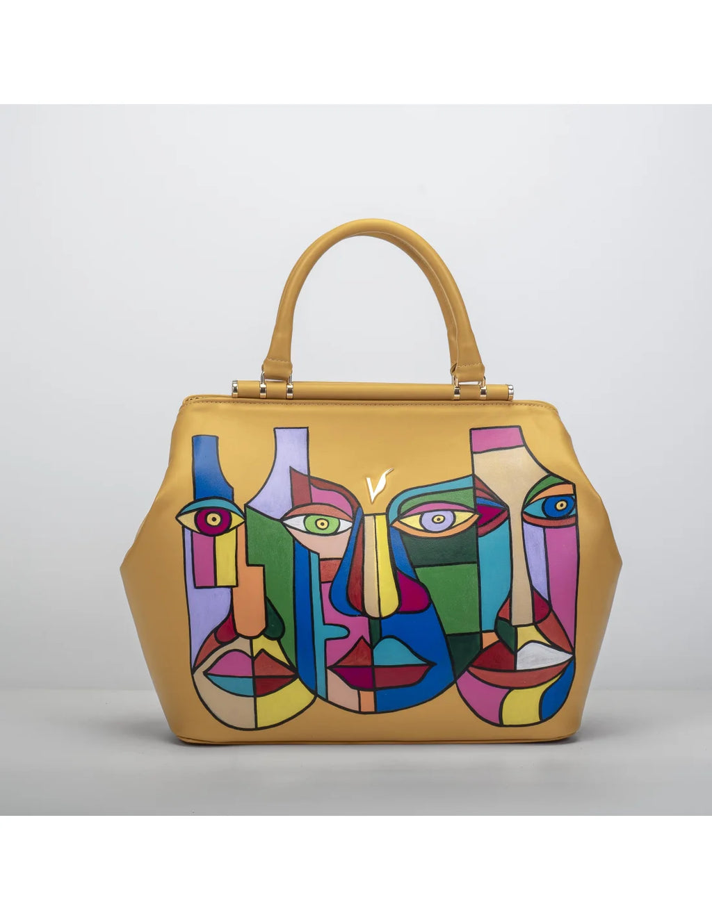 Geanta din piele naturala pentru dama IRIS mango, pictata manual