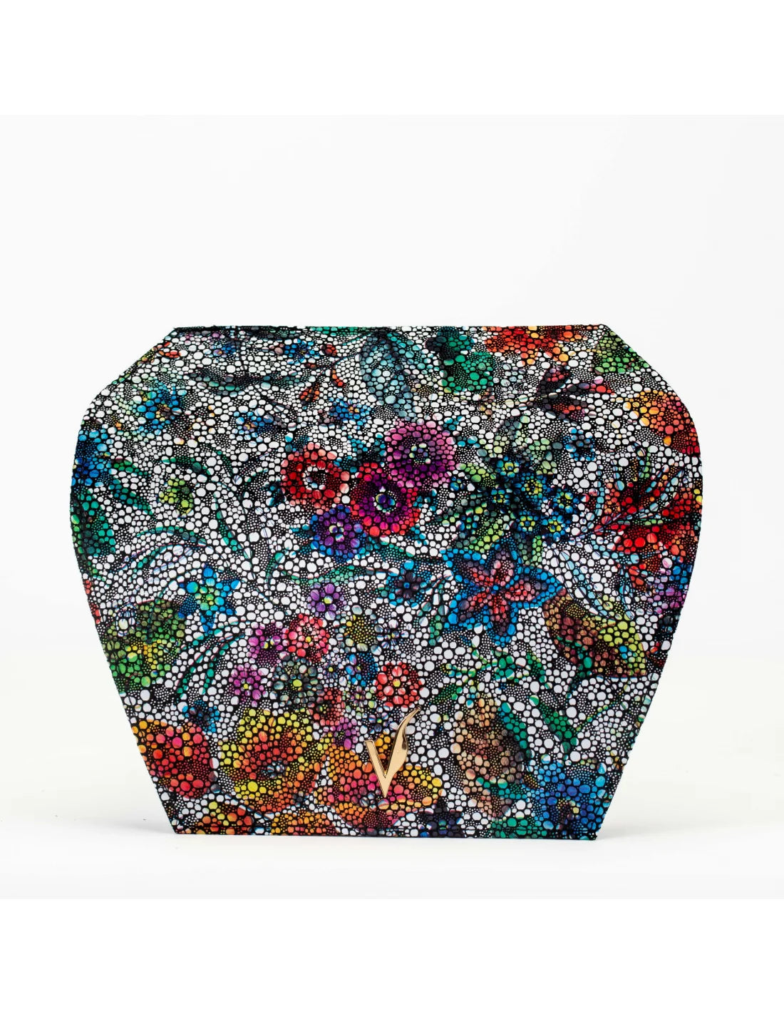 Capac din piele naturala pentru geanta de dama ADA flori colorate