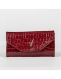 Portofel din piele naturala, rosu croco