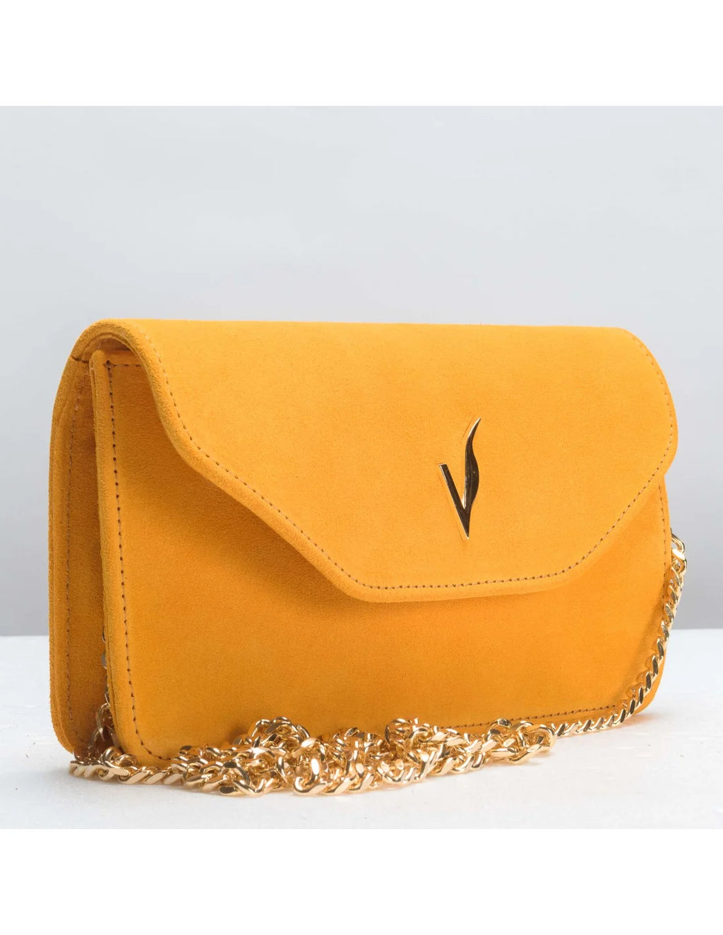 Geanta pentru telefon,piele naturala, SOFIA, flap, galben