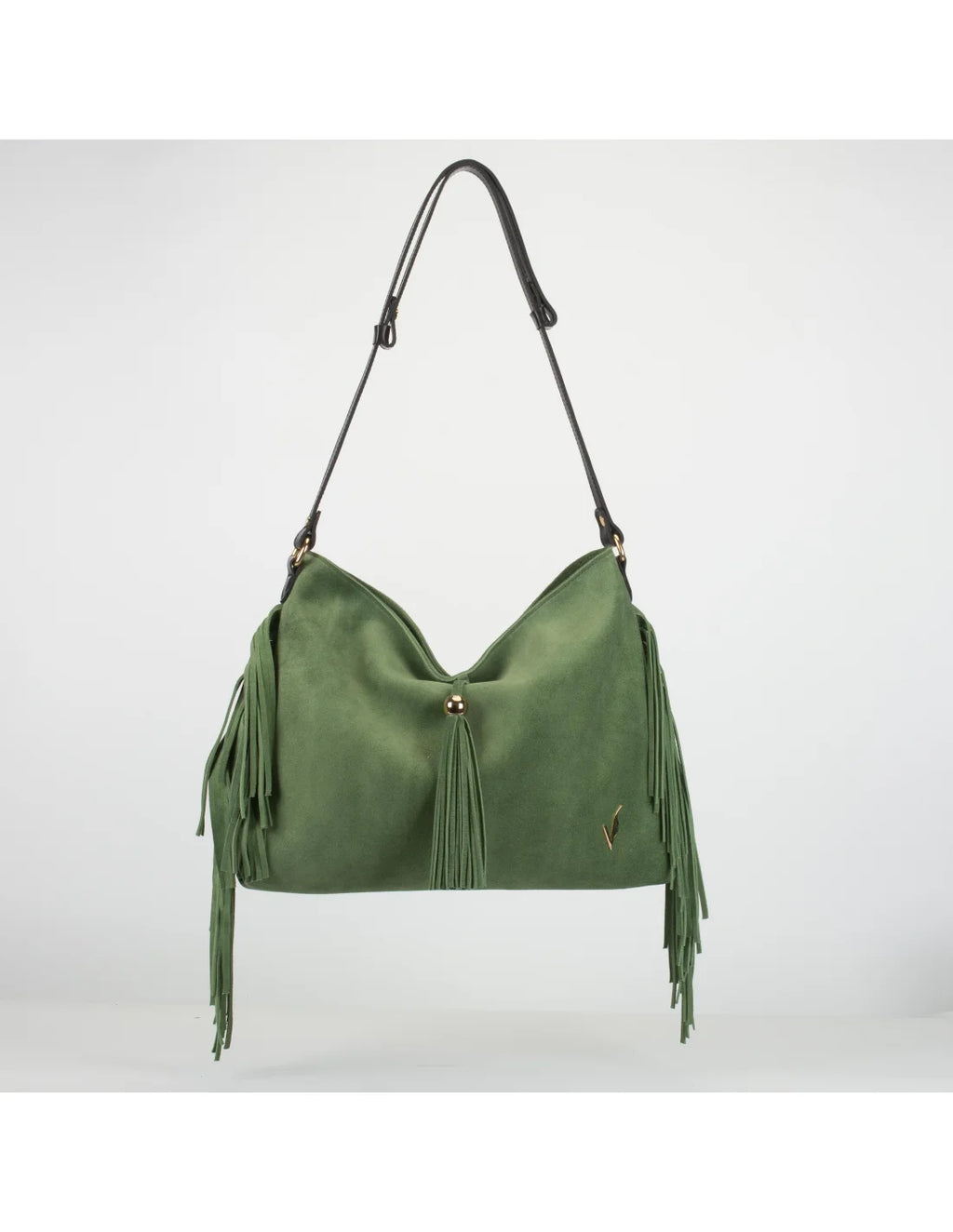 Geanta din piele naturala, boho chic, pentru dama SAMIRA verde