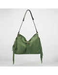 Geanta din piele naturala, boho chic, pentru dama SAMIRA verde