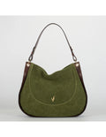 Geanta din piele naturala, boho chic, pentru dama LYRA verde