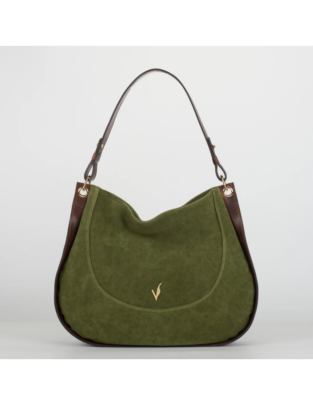 Geanta din piele naturala, boho chic, pentru dama LYRA verde