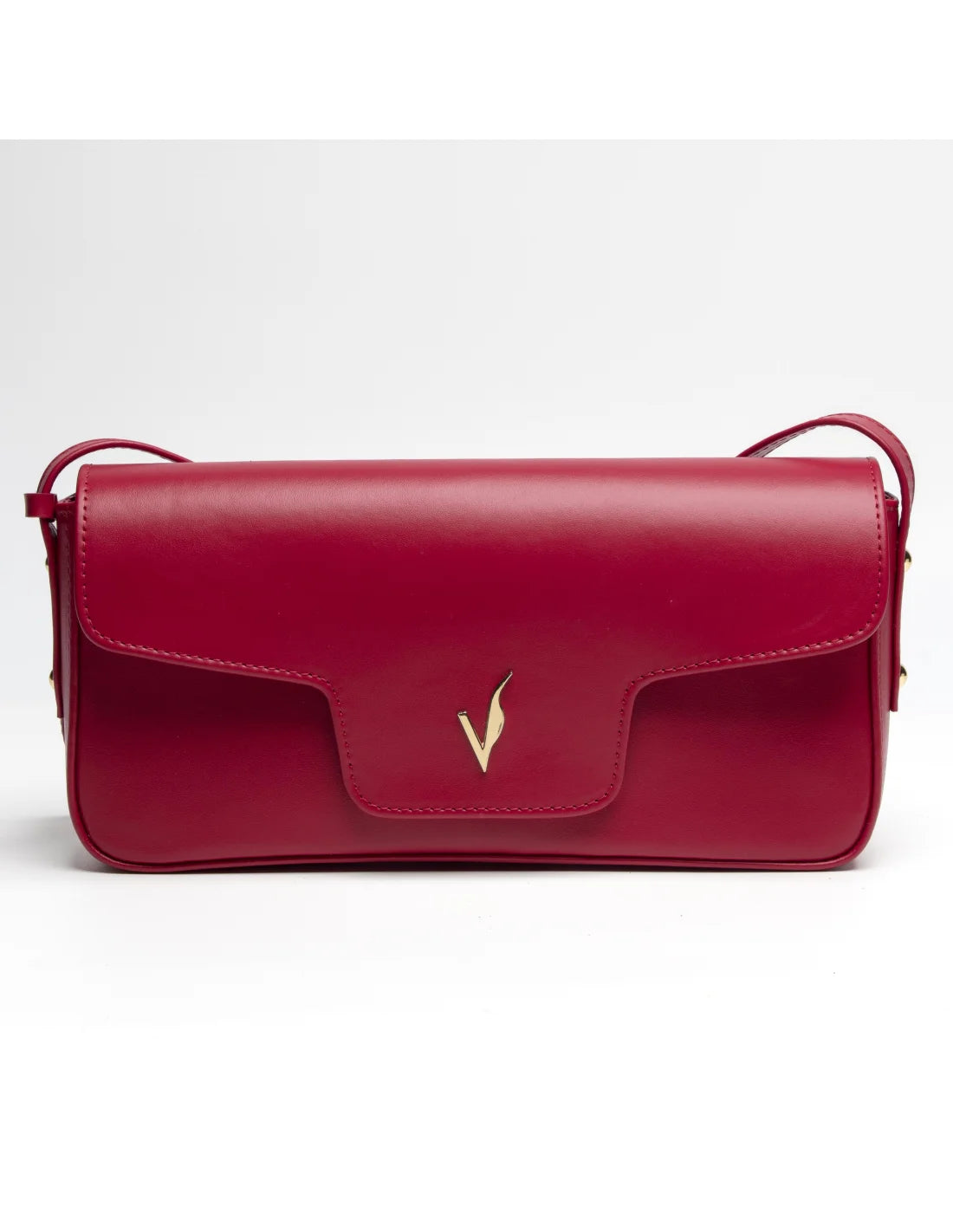 Geanta din piele naturala pentru dama, tip bagheta, SILVIA, rosu