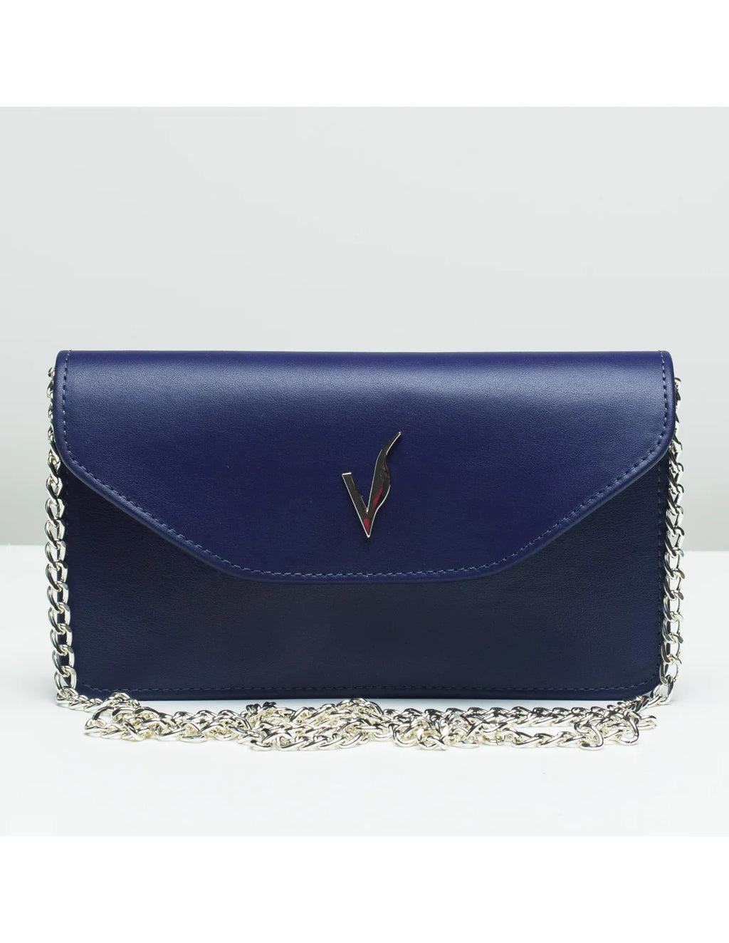 Geanta pentru telefon,piele naturala, SOFIA, flap, bleumarin