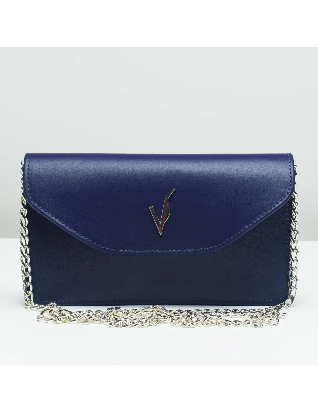 Geanta pentru telefon,piele naturala, SOFIA, flap, bleumarin