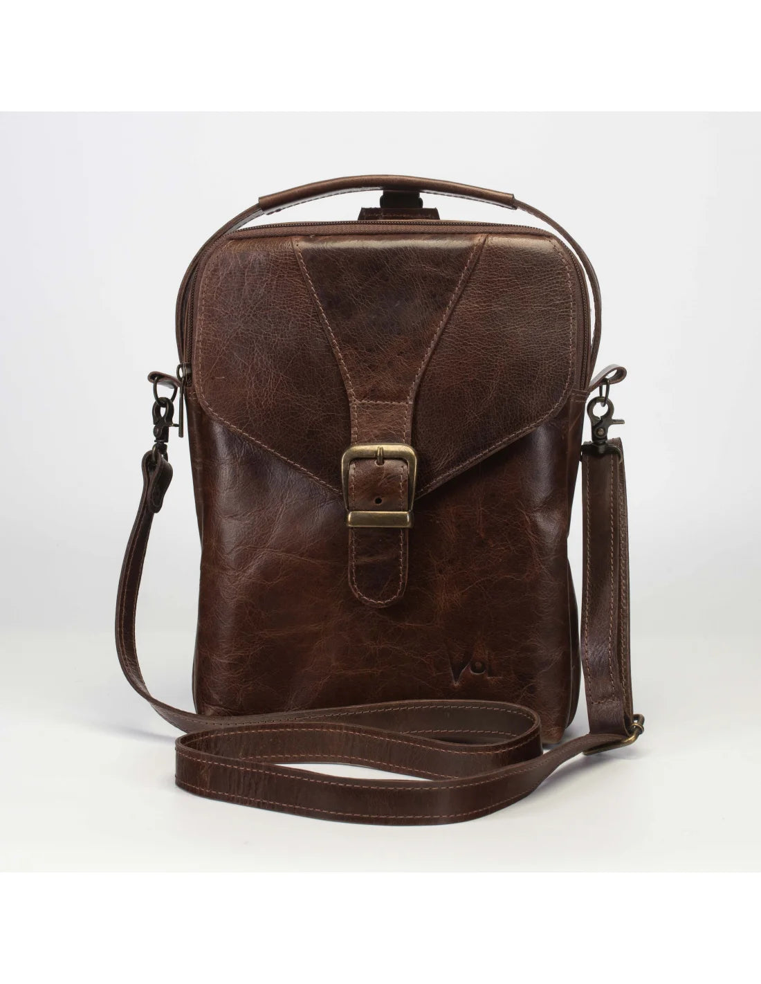 Geanta din piele naturala tabacita vegetal, pentru barbati, borseta, maro