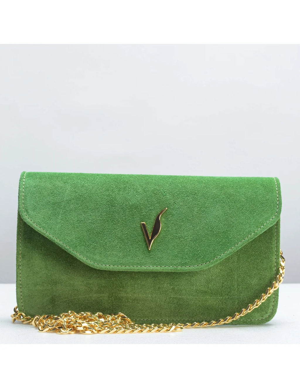 Geanta pentru telefon,piele naturala, SOFIA, flap, verde