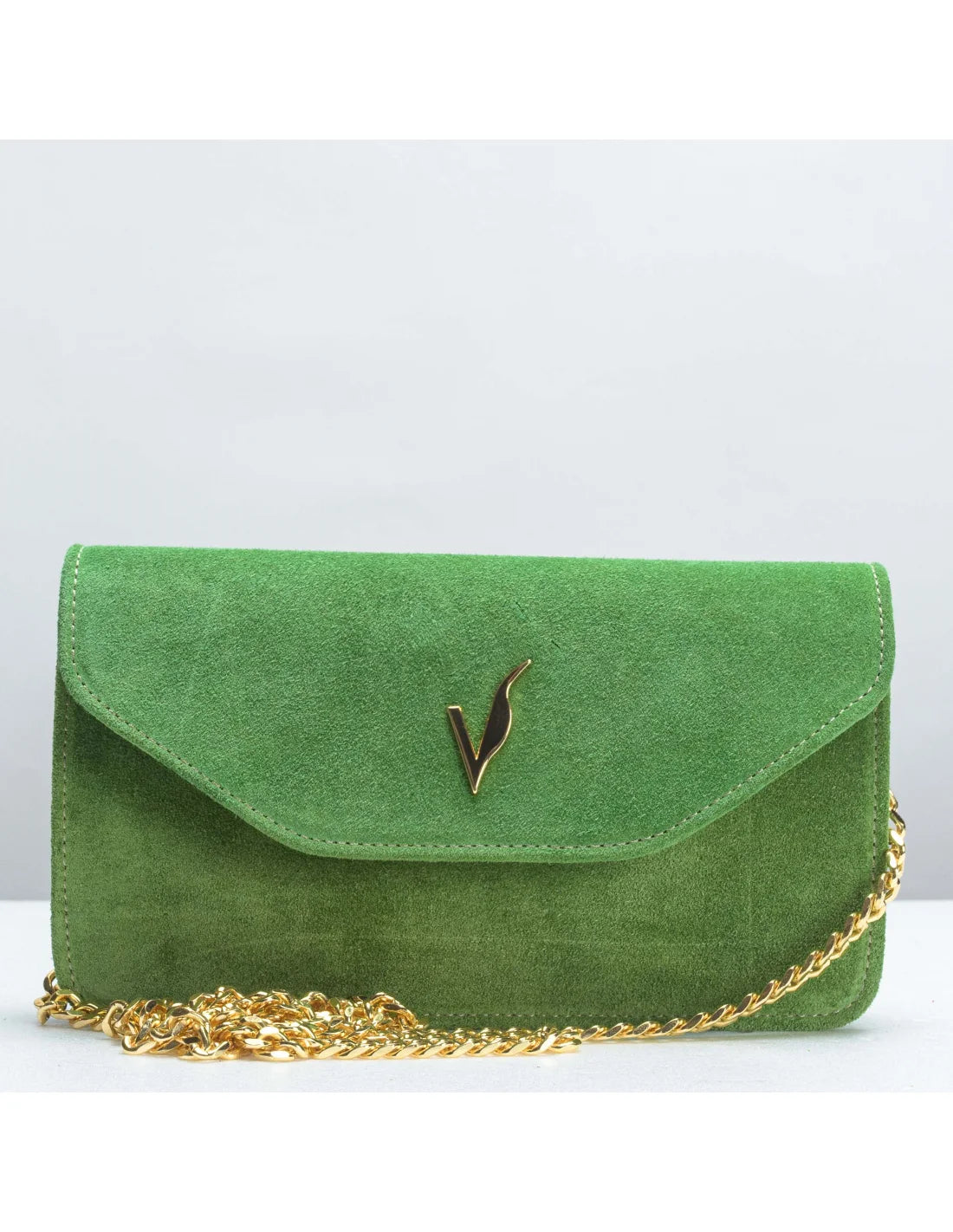 Geanta pentru telefon,piele naturala, SOFIA, flap, verde