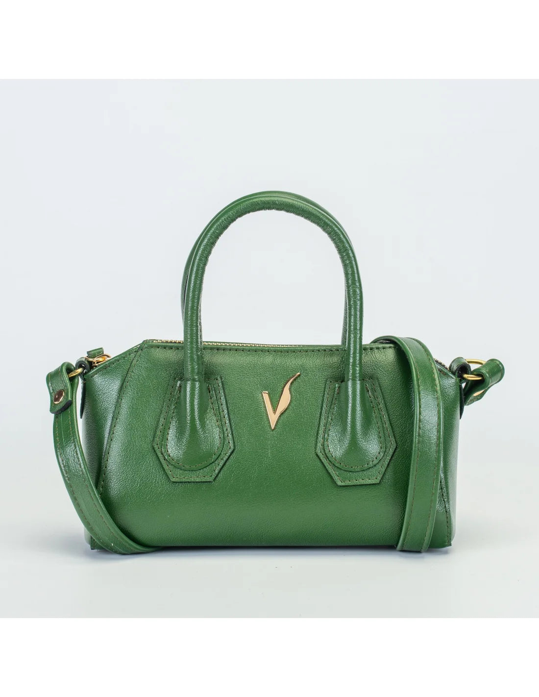 Geanta crossbody din piele naturala, Mini-IOANA, verde iarba