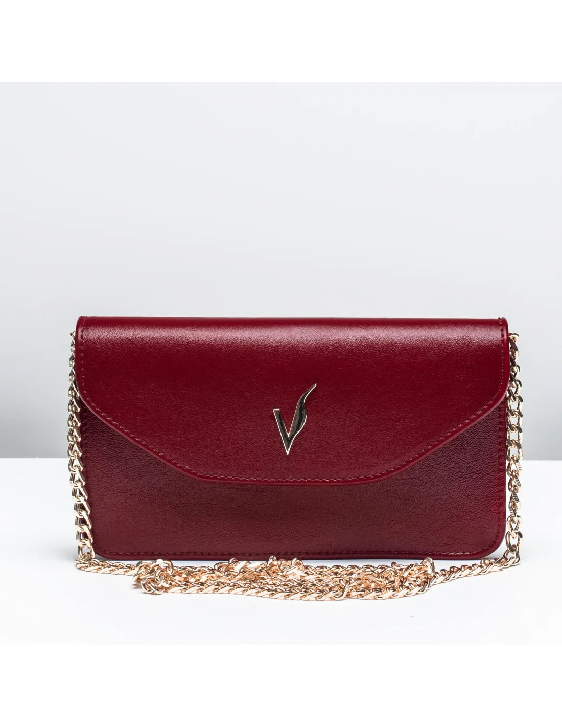 Geanta pentru telefon,piele naturala, SOFIA, flap, grena