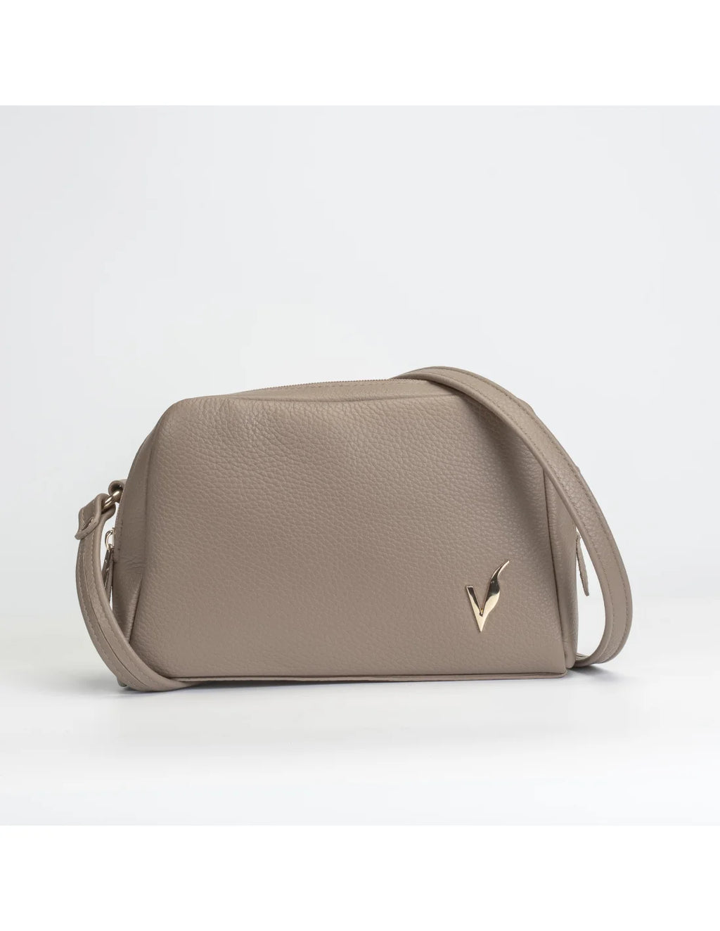 Geanta crossbody din piele naturala, ANDRA, capucino
