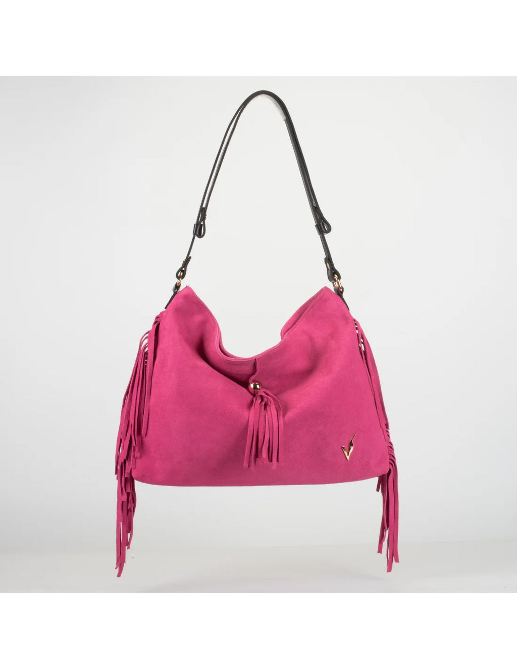 Geanta din piele naturala, boho chic, pentru dama SAMIRA fucsia