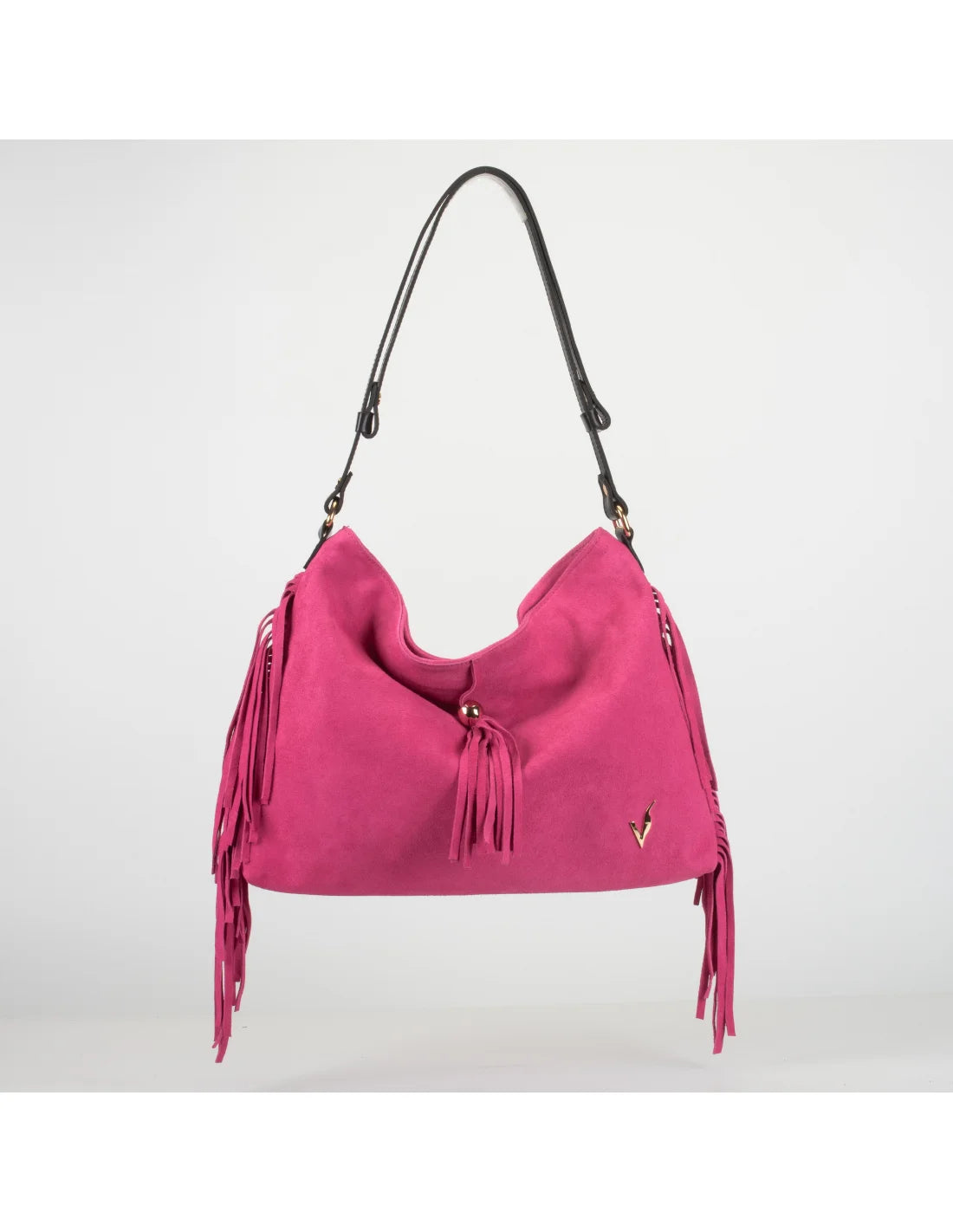 Geanta din piele naturala, boho chic, pentru dama SAMIRA fucsia