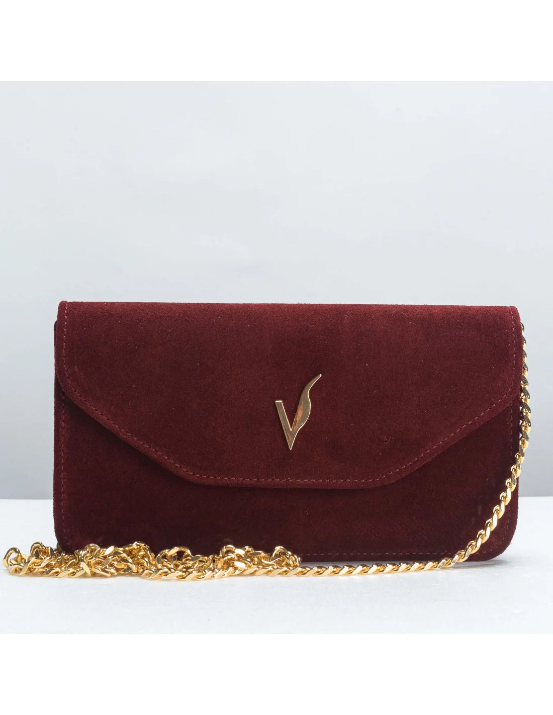 Geanta pentru telefon,piele naturala, SOFIA, flap, visiniu