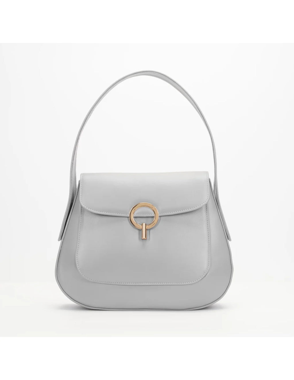 Geanta de umar din piele naturala, SiSi, gri perlat