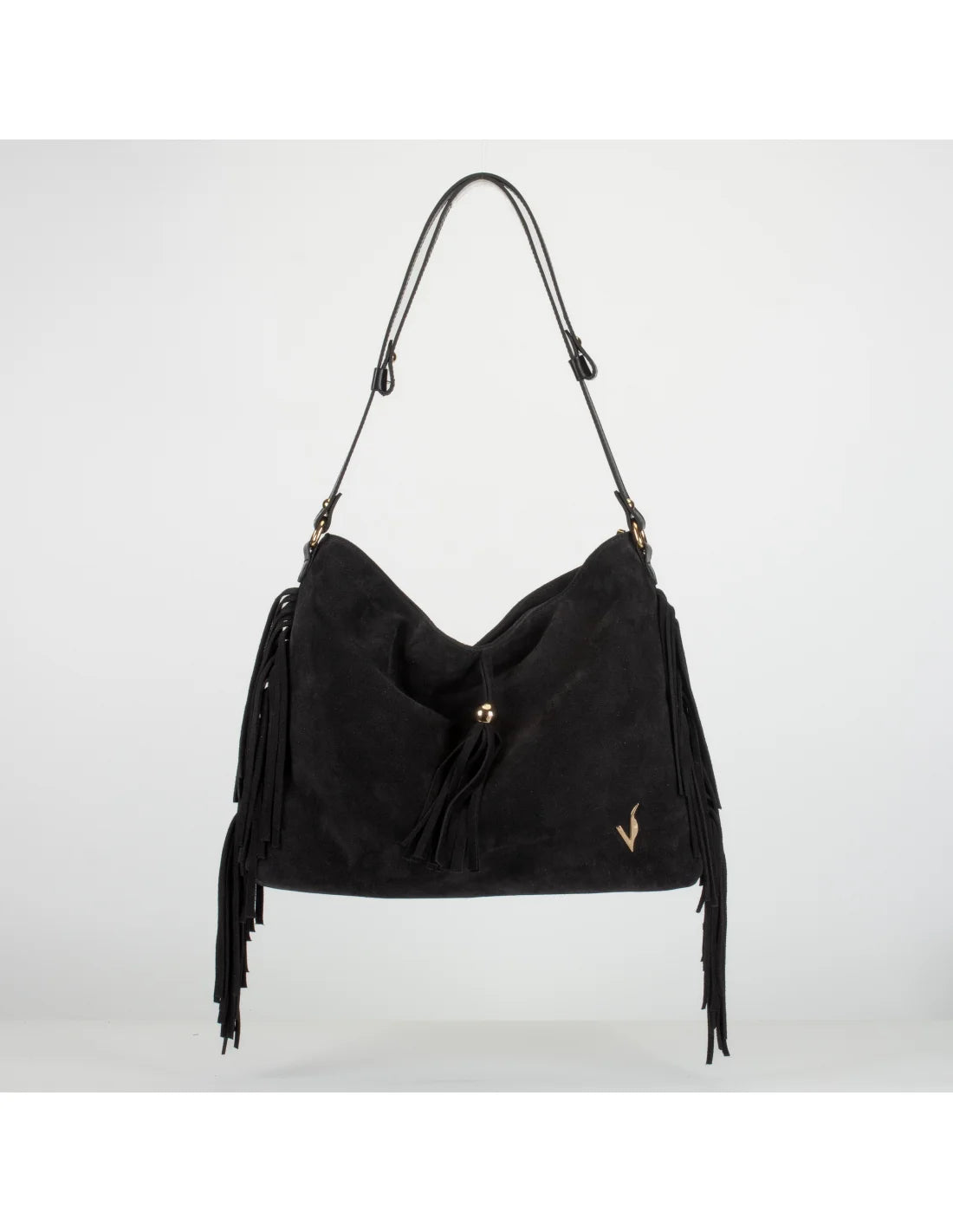 Geanta din piele naturala, boho chic, pentru dama SAMIRA negru