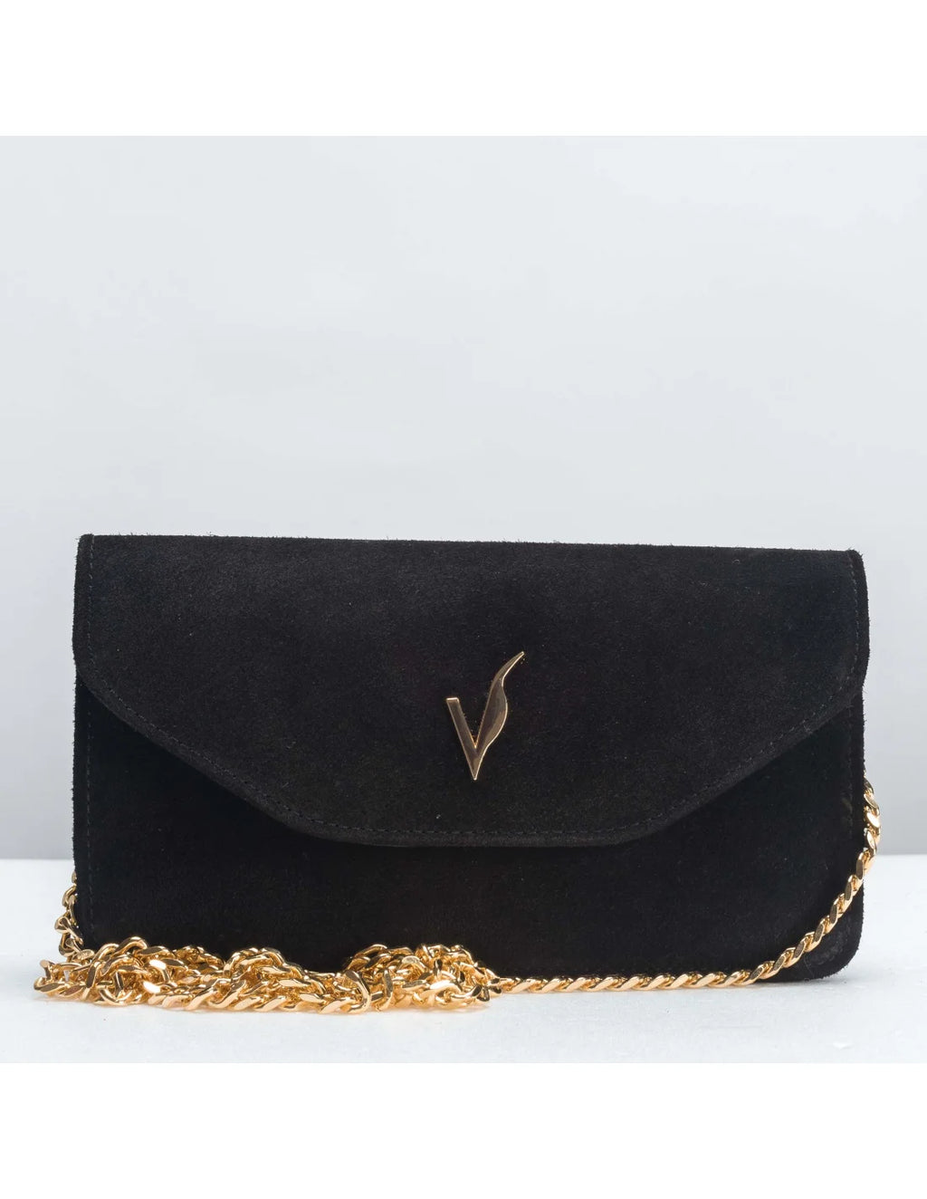 Geanta pentru telefon,piele naturala, SOFIA, flap, negru