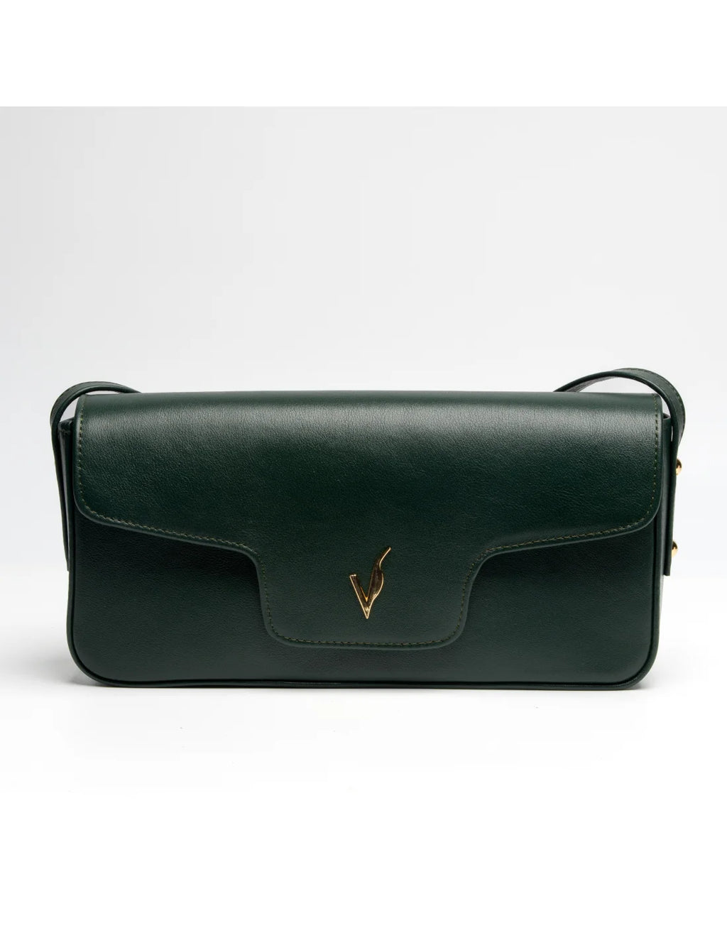 Geanta din piele naturala pentru dama, tip bagheta, SILVIA, verde