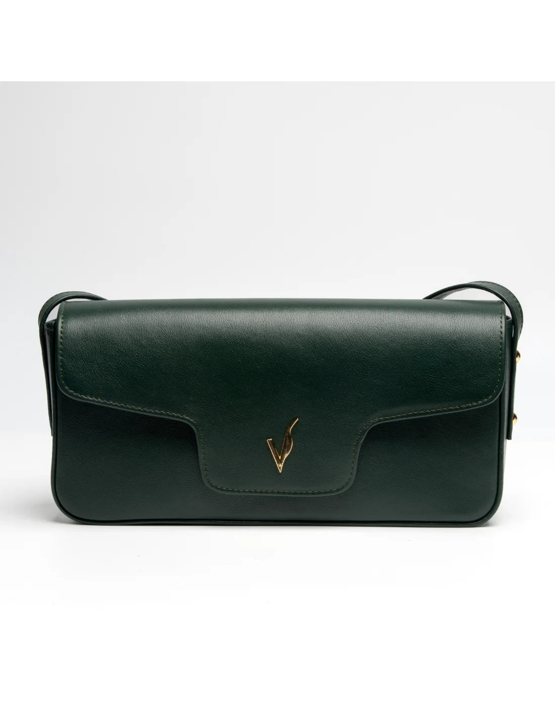 Geanta din piele naturala pentru dama, tip bagheta, SILVIA, verde