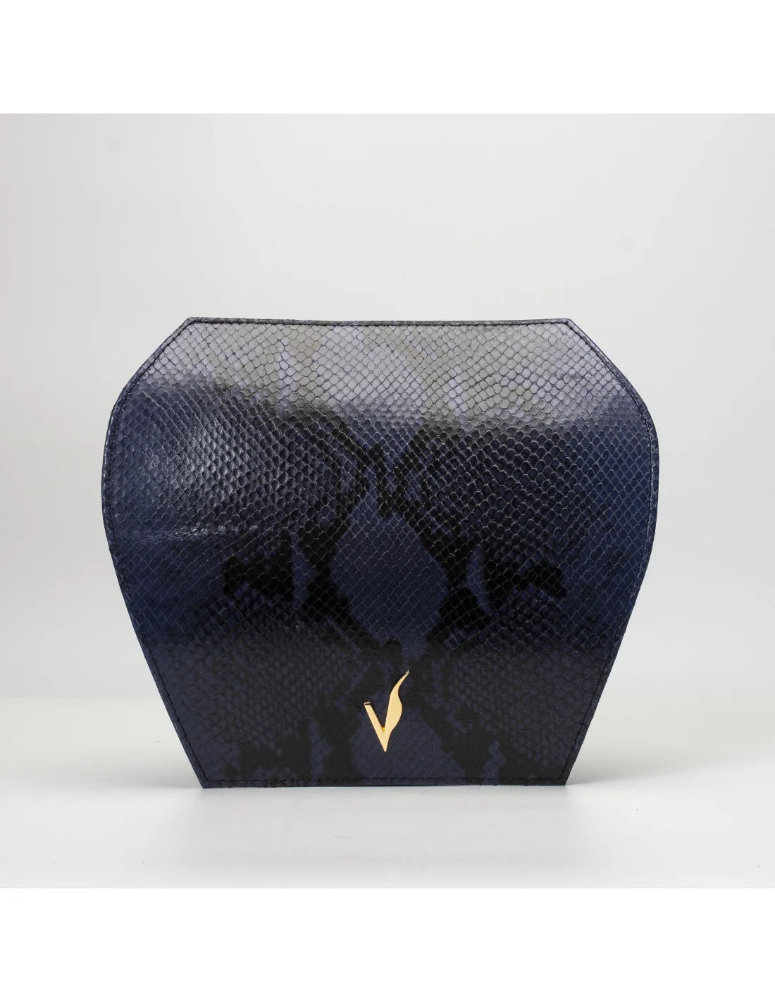 Capac din piele naturala pentru geanta de dama ADA bleumarin sarpe