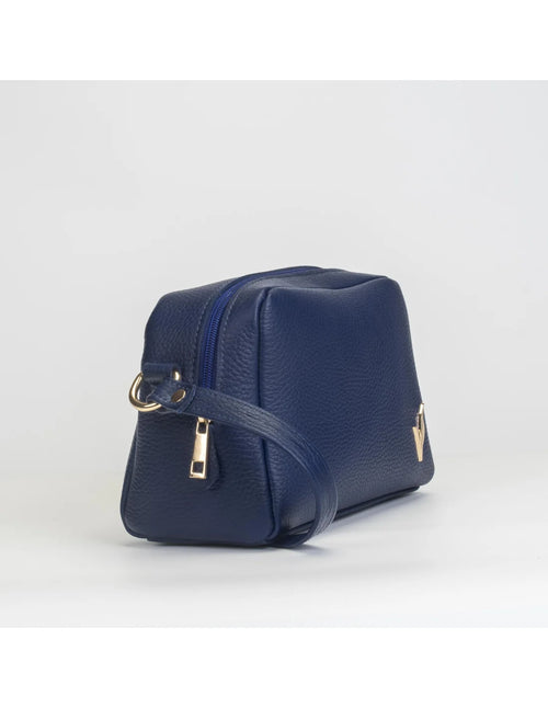 Geanta crossbody din piele naturala, ANDRA, bleumarin