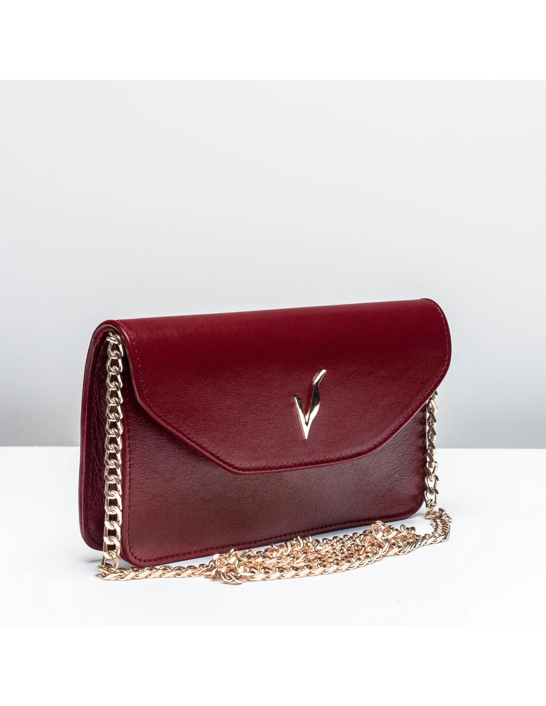 Geanta pentru telefon,piele naturala, SOFIA, flap, grena